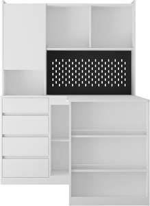 โต๊ะคอมพิวเตอร์พร้อมลิ้นชักรูปตัวแอลโต๊ะและมุมฮัทช์มีไฟ LED โต๊ะเขียนหนังสือสำหรับเด็ก - Product Image 3