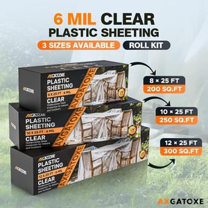 <b>Plastic</b> Sheeting <b>Roll</b> 10 X 25 Ft 6 Mil Clear UV Resistant Multipurpose Protection For Indoor Outdoor Use - Product Image 3