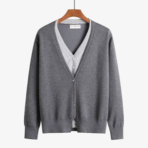 Cardigan tricoté deux pièces col en V pour femme, nouvelle collection automne-hiver, en <span class=keywords><strong>laine</strong></span> douce, couleur unie, coupe ample, style français élégant 3839 - Product Image 2