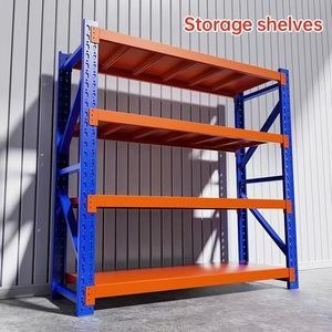 Almacenamiento de acero Estanterías sin pernos Estanterías de alta resistencia Protección contra la corrosión de 4 niveles Recubierto de polvo Azul Naranja Estanterías de almacén - Product Image 5