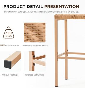 Oferta Especial: Juego de <span class=keywords><strong>Bar</strong></span> Tiki de 3 Piezas para Exteriores con Toldo, Juego de <span class=keywords><strong>Bar</strong></span> de Mimbre Tropical para Patio con 2 Taburetes para Decoración de Jardín, Piscina y Patio Trasero - Product Image 3