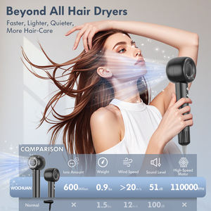 Sèche-cheveux 1400W Sèche-cheveux ionique portable léger à faible bruit Sèche-cheveux ionique à séchage rapide pour cheveux bouclés pour femmes hommes avec buse - Product Image 3