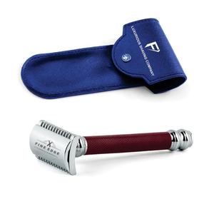 Maquinilla de afeitar de seguridad de doble filo al por mayor con mango de metal negro logotipo personalizado bolsa de cuero producto a base de metal - Product Image 6