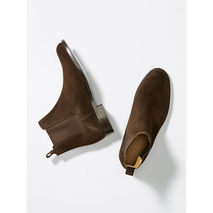 Brown Suede Chelsea <b>Boots</b>, Welted Leather Sole - Product Image 4