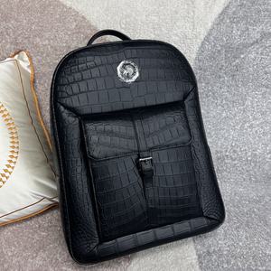 Mochila de hombre de cuero genuino de cocodrilo, para viajes de ocio, viajes de negocios, portátil, admite personalización de muestras - Product Image 1