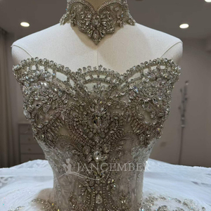 Robe de mariée élégante Lsjj145 en ivoire, style princesse, avec corsage perlé, broderie florale et traîne en tulle superposé, Jancember - Product Image 5
