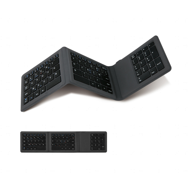 Ultra-Slim Foldable Wireless Keyboard with Touchpad PU Leather Android Tablet with Keyboard for Mobile Phones Desktops Laptops