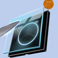 Plaque murale de sécurité enfant LangYeao en verre trempé à réinitialisation automatique, pour interrupteur/prise 1/2/3/4 voies, avec anneau lumineux LED de 2 mm d'épaisseur