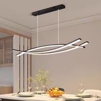 Luminaire suspendu LED moderne noir pour salon, salle à manger, éclairage décoratif pour la maison, lustre linéaire long en aluminium LED