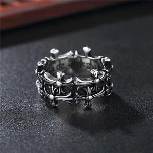 Hip Hop Retro Gothic Punk Double Cross <strong>Silver</strong> Open <strong>Adjustable</strong> Alloy Unisex Men Finger <strong>Rings</strong> - Product Image 2