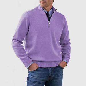 Vente en gros Sweat-shirt chaud à col rabattu pour hommes Nouveau pull en cachemire à simple boutonnage de couleur unie - Product Image 3