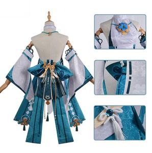 Ecowalson <span class=keywords><strong>Yae</strong></span> <span class=keywords><strong>Miko</strong></span> <span class=keywords><strong>Cosplay</strong></span> <span class=keywords><strong>Genshin</strong></span> <span class=keywords><strong>Impact</strong></span> disfraz vestido turquesa disfraces de Halloween para mujeres nueva peluca vestido traje de fiesta - Product Image 4