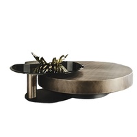 Ensemble de table basse en acier inoxydable, style italien, avec verre trempé, combinaison