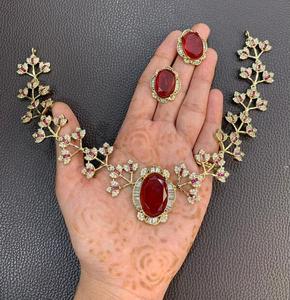 Conjunto de Collar y Pendientes de Lujo con Circonitas y Piedras para Mujer, Joyería de Diseño, Moda, para Bodas y Fiestas, Venta al por Mayor - Product Image 1