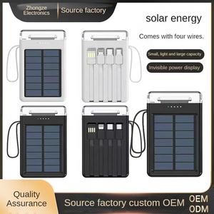 Banque d'alimentation <span class=keywords><strong>solaire</strong></span> 20000mAh avec 4 câbles intégrés, lampe torche LED, <span class=keywords><strong>portable</strong></span>, charge rapide 5V/2.1A pour le camping en plein air - Product Image 1