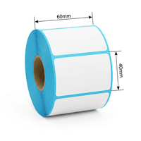 Rouleau d'étiquettes thermiques autocollantes 60x40mm, autocollants rectangulaires vierges pour l'impression de codes-barres et l'emballage