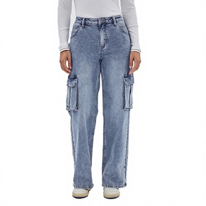 Fashion Women's Loose Fit Cargo Denim <b>Jean</b> Pants Premium Cotton Utility Trousers Custom Logo OEM ODM Wholesale Supplier - Product Image 1