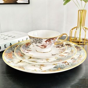 Decoración del hogar superventas 4 piezas de lujo nórdico animales de la selva comedor juegos de vajilla de porcelana - Product Image 3