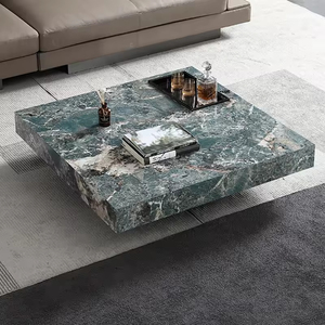 Mesa <span class=keywords><strong>de</strong></span> <span class=keywords><strong>Centro</strong></span> Moderna con Tapa <span class=keywords><strong>de</strong></span> Mármol y Estructura Metálica Cuadrada con Almacenamiento para Sala <span class=keywords><strong>de</strong></span> Estar - Diseño Duradero y Ecológico - Product Image 3