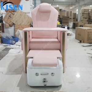 โต๊ะนวดเท้าสปาหรูหราทันสมัย Kisen สีชมพูอ่อน เก้าอี้นวดเท้าไฟฟ้าสำหรับเฟอร์นิเจอร์ร้านทำเล็บ - Product Image 5