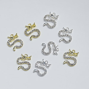 Pendentif en alliage de dragon chinois, or et argent KC, pour la fabrication de boucles d'oreilles, accessoires de bijouterie, forme irrégulière, plaqué de strass - Product Image 4