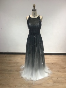 DSRSM001 Superbe perlé gland sans manches bateau cou une ligne mariage invité robes De bal <span class=keywords><strong>Robe</strong></span> De soirée robes De soirée pour les dames - Product Image 5