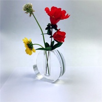 Vase à fleurs simple en verre transparent pour décoration de table, mini vase en cristal clair pour une seule fleur, vente en gros