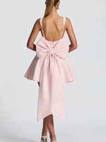 Robe de soirée plissée rouge dos nu avec nœud 2026 pour femme – Robe moulante mini élégante et sexy pour l'été – Vestidos