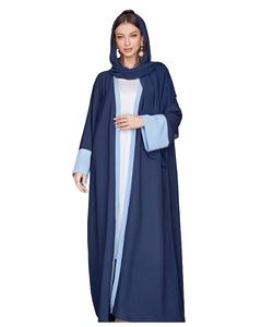 Nueva túnica de cárdigan de manga empalmada con hijab bufanda envolvente para la cabeza para mujeres árabes musulmanas en Dubai Oriente Medio abaya <span class=keywords><strong>cabaya</strong></span> - Product Image 5