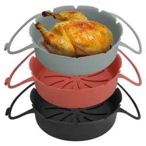 Pot en silicone pour friteuse à air antiadhésive réutilisable de 18cm compatible avec la doublure de friteuse à air en silicone Panier en silicone pour friteuse à air 22cm