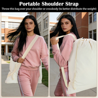 Sac à dos en toile le plus vendu, sac à linge 24L x 29H, grand panier à linge avec bretelles, cordon de serrage, sac à linge lavable pour dortoir universitaire