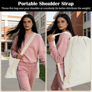 Bolsa de Lavandería de Lona Más Vendida, 24Wx29H, Cesto Grande con Correas <span class=keywords><strong>para</strong></span> Hombro y Cordón, Lavable, <span class=keywords><strong>para</strong></span> Dormitorio Universitario - Product Image 6
