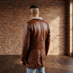 Genuine <b>Sheepskin</b> Leather <b>Jacket</b> with Artificial Fur Lining Waterproof & Windproof Plus Size Winter Zipper Closure - Product Image 3