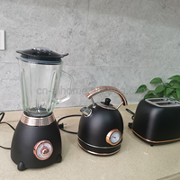 Set Pembuat Sarapan Elektrik 3 in 1 dengan Ketel & Pemanggang Roti, Pembuat Smoothie, Blender dengan Wadah Kaca 1.5L - Hitam