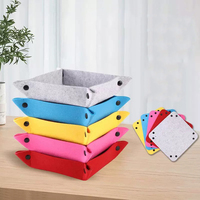 Boîte de rangement en feutre à boutons pour maquillage, bijoux et petits objets, idéale pour l'organisation de bureau et de maison