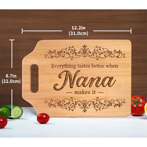 Bamboo Cutting <b>Board</b> 12.2x8.7in Laser Engraved Handle For Kitchen Use - Product Image 1