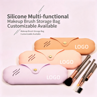 DICHOS Organisateur de pinceaux de maquillage en silicone souple, portable, avec bouton-pression, ventilé, pour voyage