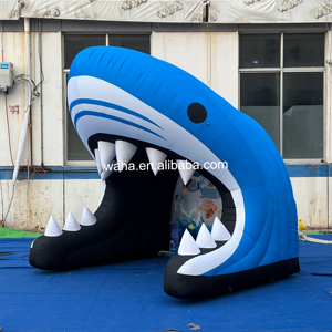 巨大なサメの口の形をしたアーチ型トンネル型のインフレータブル広告（シーワールドイベント用） - Product Image 1