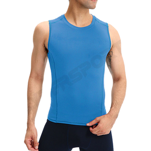 <b>Men's</b> Sleeveless Sports <b>Vest</b> 100% Cotton Solid Color Breathable Training Tank Top for <b>Beach</b> Powerlifting Workout Embroidery - Product Image 1