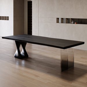 Grand ensemble de chaises de table à manger en bois massif design simple avec grande <span class=keywords><strong>planche</strong></span> simple et table à thé en acrylique pour le salon - Product Image 2