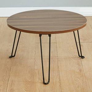 Tavolino da Caffè Rotondo Pieghevole <span class=keywords><strong>in</strong></span> Stile Nordico, <span class=keywords><strong>Piano</strong></span> <span class=keywords><strong>in</strong></span> <span class=keywords><strong>Legno</strong></span> con Gambe <span class=keywords><strong>in</strong></span> Ferro Battuto, Mini Tavolo da Pranzo per Soggiorno Moderno - Product Image 4