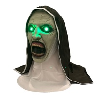 Masques lumineux en Latex à LED pour Halloween, Cosplay effrayant, Nun, mascarade, carnaval, fête