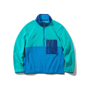 Healy <b>Men</b> Color Block Half Zip Fleece <b>Pullover</b> Stand Collar Windproof Polar Fleece <b>Jacket</b> Zipper Chest Pocket Outdoor Hiking - Product Image 1