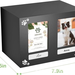 Wooden pet urn with <b>photo</b> <b>frame</b>, double-slot pet <b>photo</b> memorial box, urn box - Product Image 3