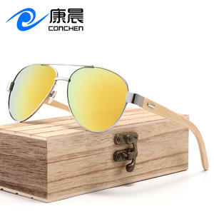 แว่นกันแดด Conchen Aviator เลนส์ PC ป้องกันรังสียูวี 400 กรอบไม้ สำหรับทุกเพศ เหมาะสำหรับกันแดด ตกปลา ออกนอกบ้าน แฟชั่น - Product Image 1