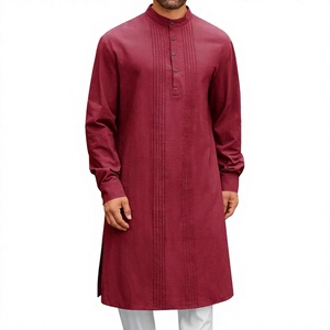 Túnica de Oración Musulmana para Hombres Adultos, Blanca, con Cuello Alto, Manga Larga, Kaftán Árabe Tradicional, Túnica de Poliéster Hecha a Mano, Transpirable - Product Image 3
