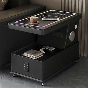 Table d'appoint intelligente multifonctionnelle à vendre, table d'appoint mobile en cuir avec chargeur, table d'appoint pour salon et <span class=keywords><strong>chambre</strong></span> à coucher avec haut-parleur - Product Image 4