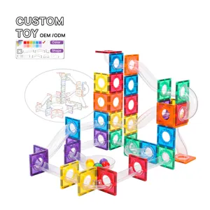 MNTL Creative Blocks Marble Run 100 Piece Magnetic Tile Race Track Kids Stem Educational Montessori Toys for kids