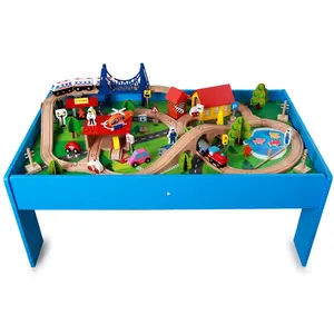 Zeka lüks sahne oyun büyük demiryolu tren parça oyuncak ahşap demiryolu tren masa oyunları oyuncaklar çocuklar için
