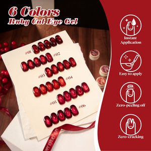 Miss Gooey Yüksek Pigmentli Kedi Gözü Jeli 6 Renk Yakut Hema İçermeyen Profesyonel Tırnak Sanatı Uzun Süreli Manyetik Oje Seti OEM - Product Image 5